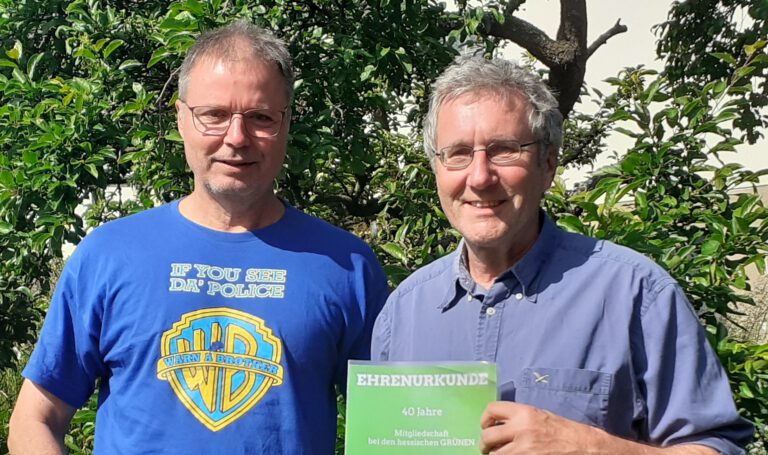 Ehrung für Günter Schwab für 40 Jahre grüne Mitgliedschaft